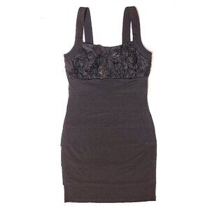 Sweet Storm Black Textured Floral Bodice Dress – Women’s Size Small